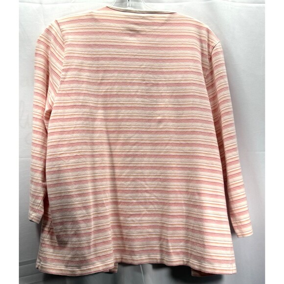 Liz Claiborne Women's Pink White Striped Cardigan Tank Sweater 2 Piece Set L XL - Picture 6 of 10